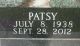 Headstone, Moseley, Patsy and R. Zane Headstone, Moseley, Patsy and R. Zane