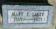 Headstone, Sager, Mary E. Headstone, Sager, Mary E.